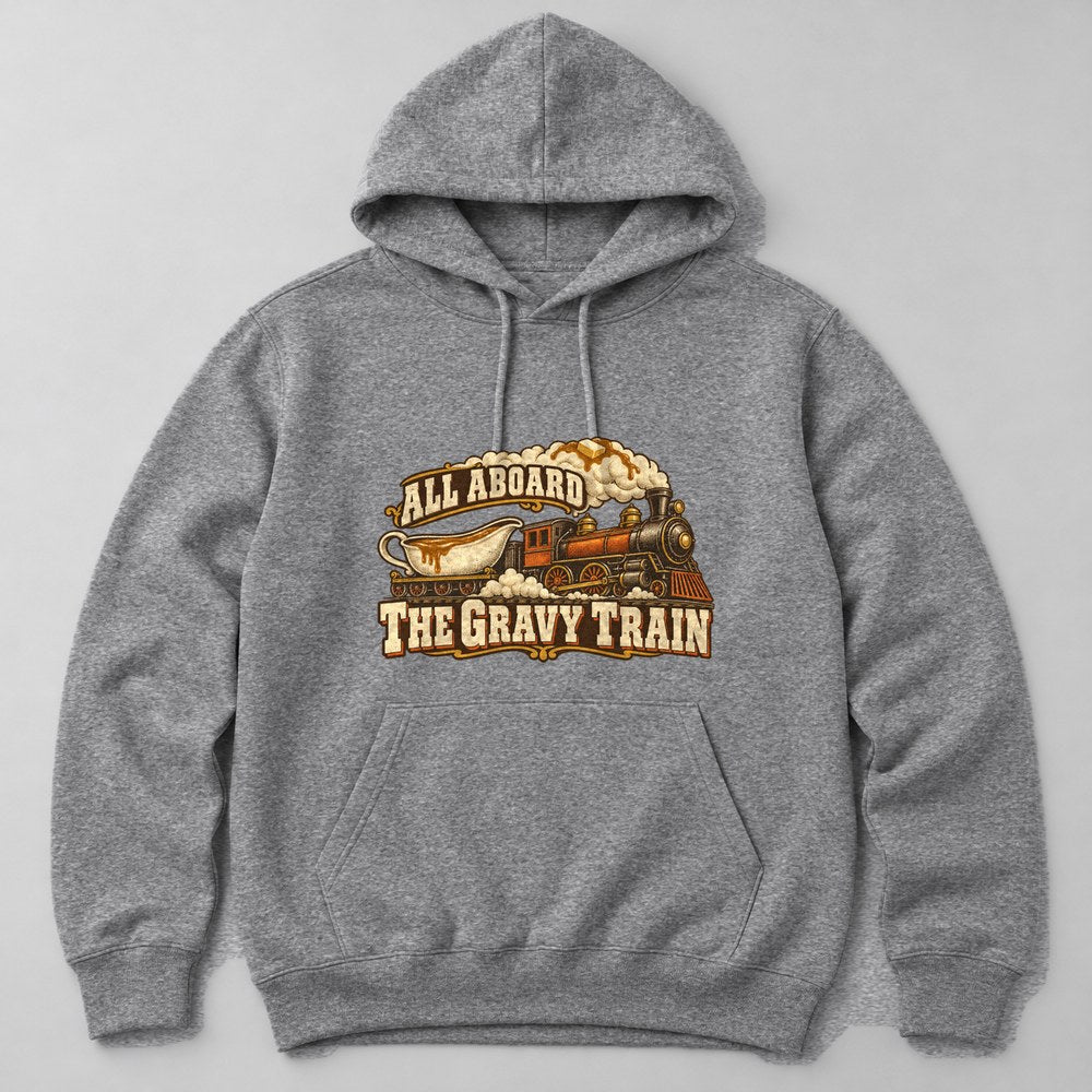 All Aboard the Gravy Train Hoodie in Heather Grey