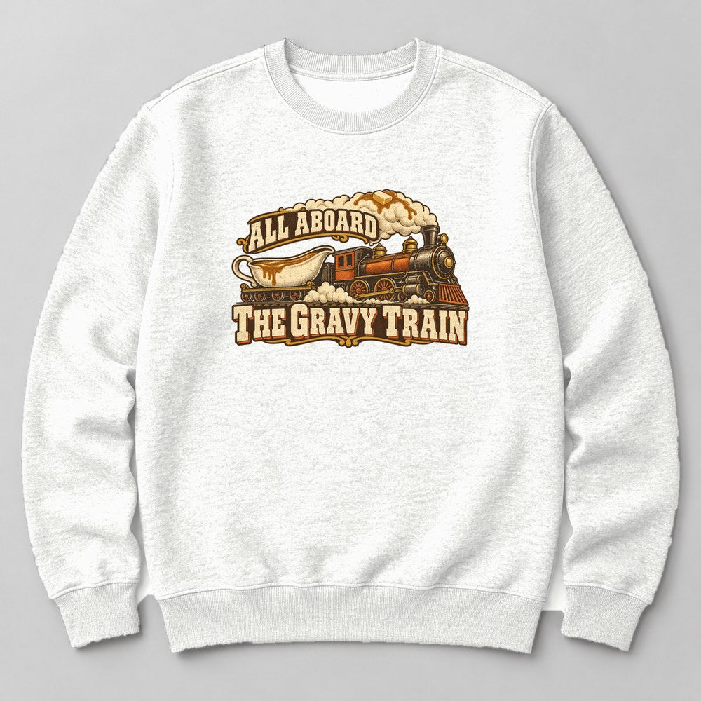 All Aboard the Gravy Train Sweatshirt in White