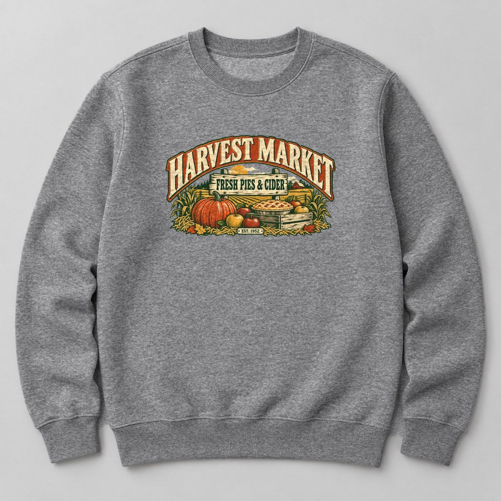 Harvest Market Fresh Pies & Cider Est. 1952 Sweatshirt in Heather Grey