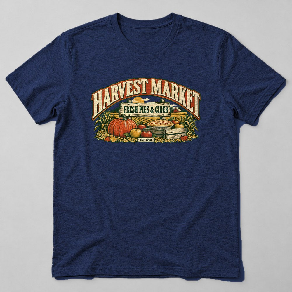 Harvest Market Fresh Pies & Cider Est. 1952 T-Shirt in Navy
