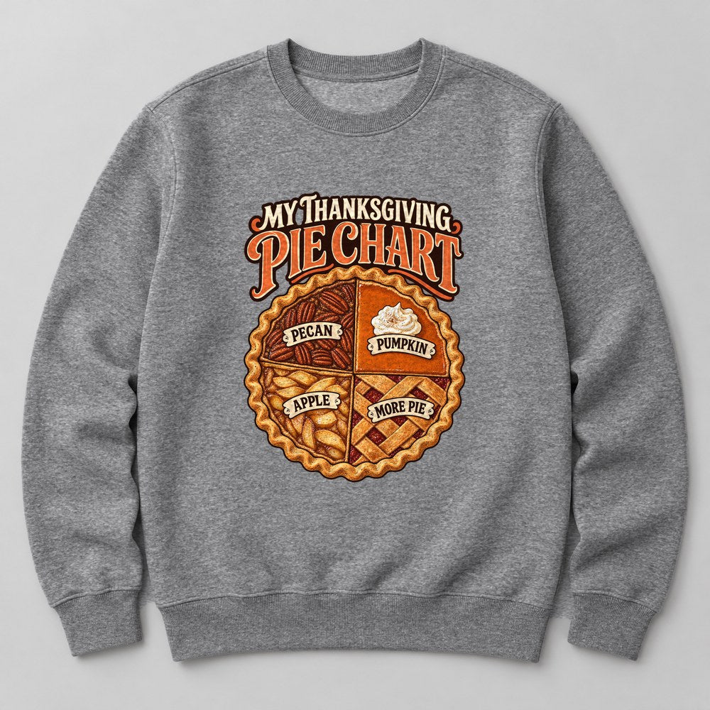 My Thanksgiving Pie Chart Sweatshirt in Heather Grey