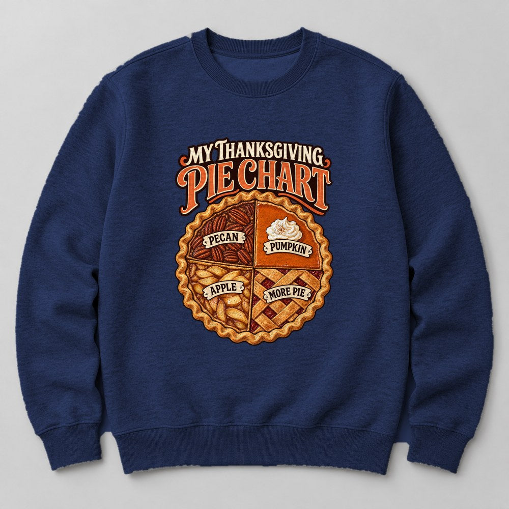 My Thanksgiving Pie Chart Sweatshirt in Navy