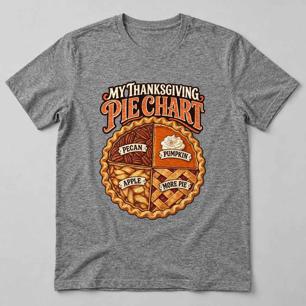 My Thanksgiving Pie Chart T-Shirt in Heather Grey