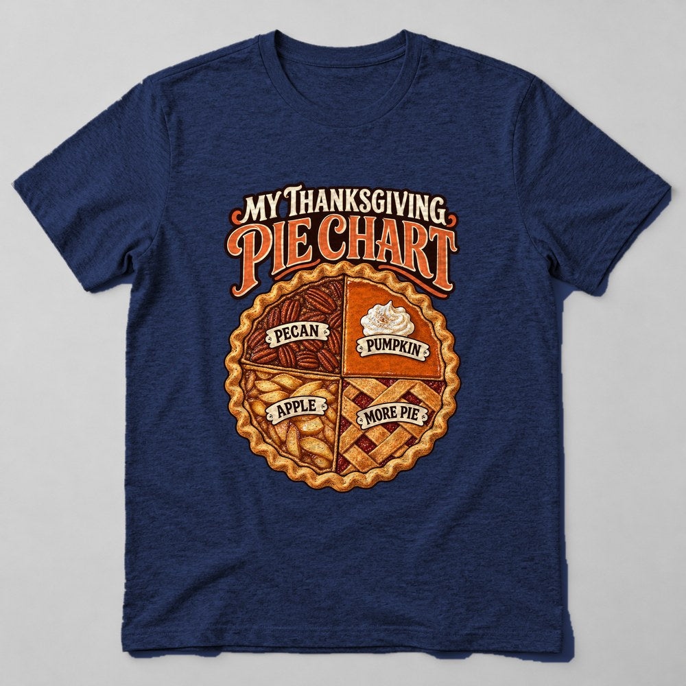 My Thanksgiving Pie Chart T-Shirt in Navy
