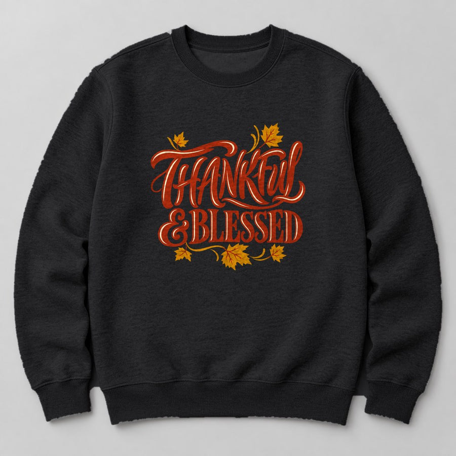 Thankful & Blessed Sweatshirt in Black