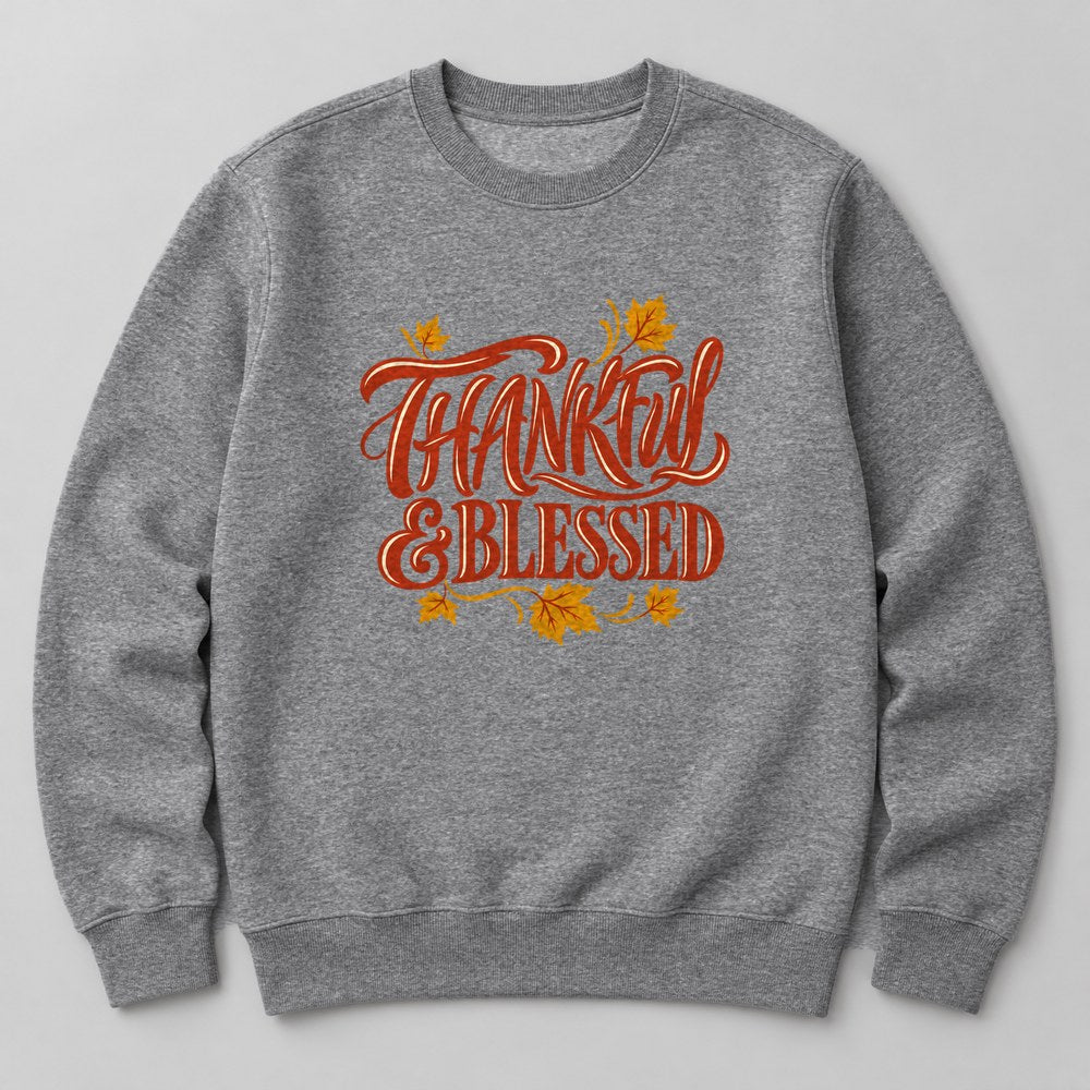 Thankful & Blessed Sweatshirt in Heather Grey