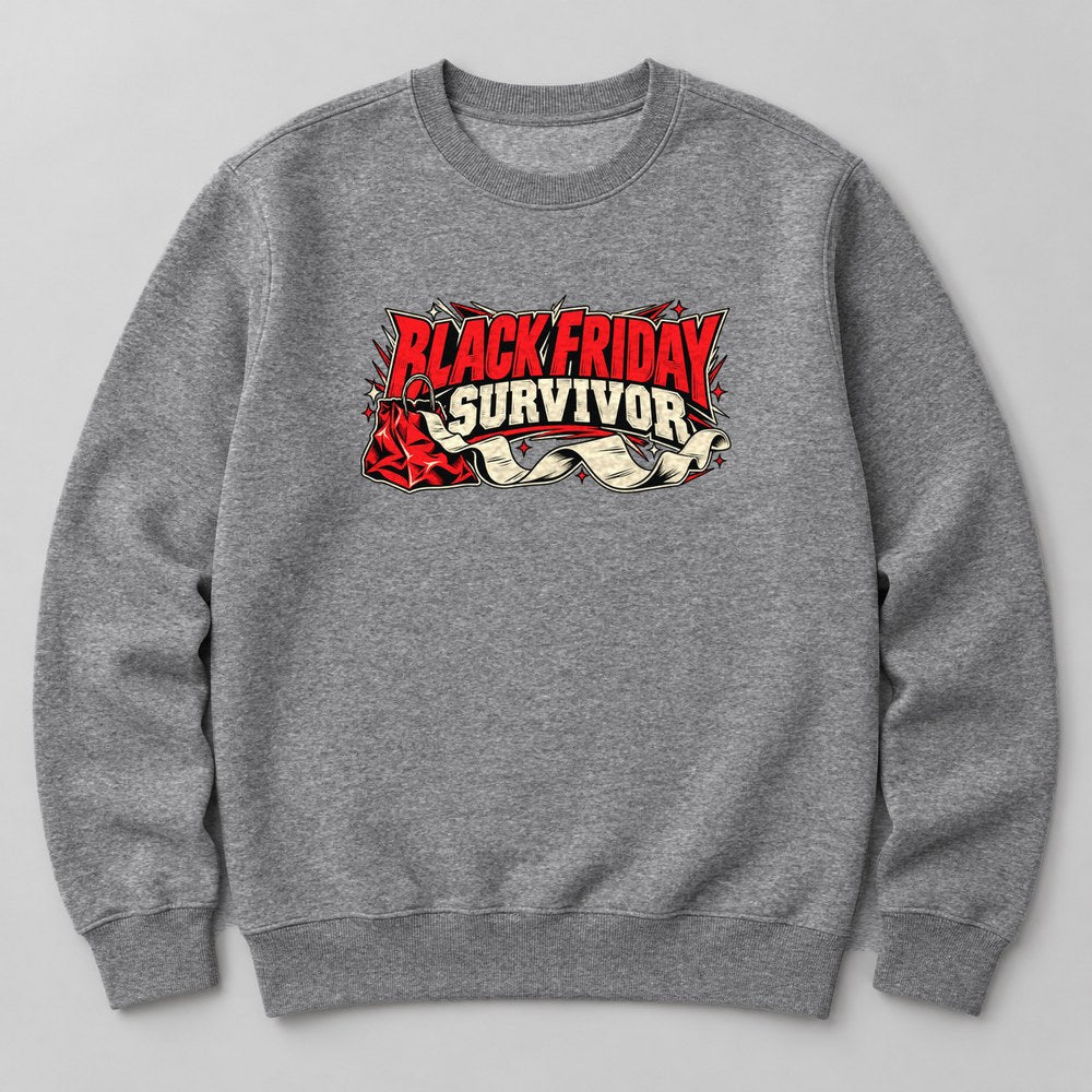 Black Friday Survivor Sweatshirt in Heather Grey