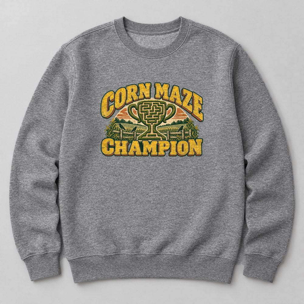 Corn Maze Champion Sweatshirt in Heather Grey