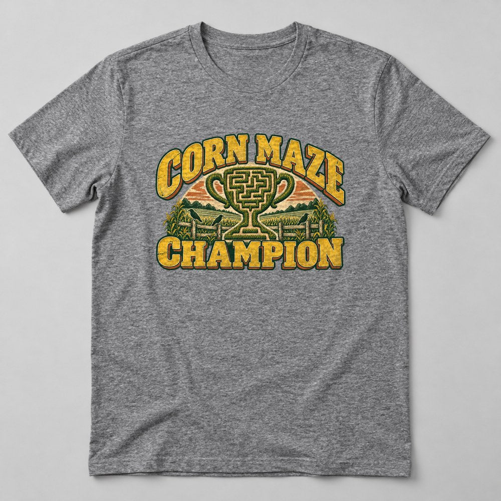 Corn Maze Champion T-Shirt in Heather Grey