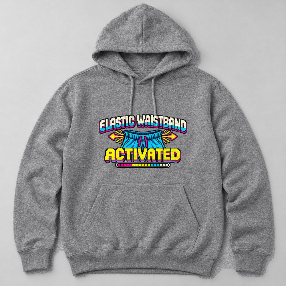 Elastic Waistband Activated Hoodie in Heather Grey