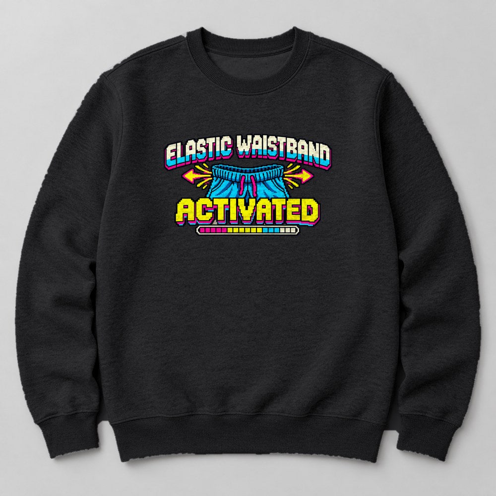 Elastic Waistband Activated Sweatshirt in Black