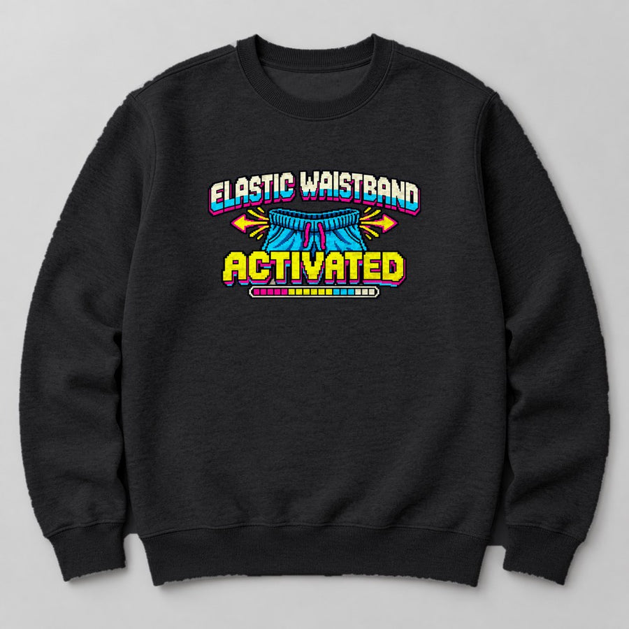 Elastic Waistband Activated Sweatshirt in Black