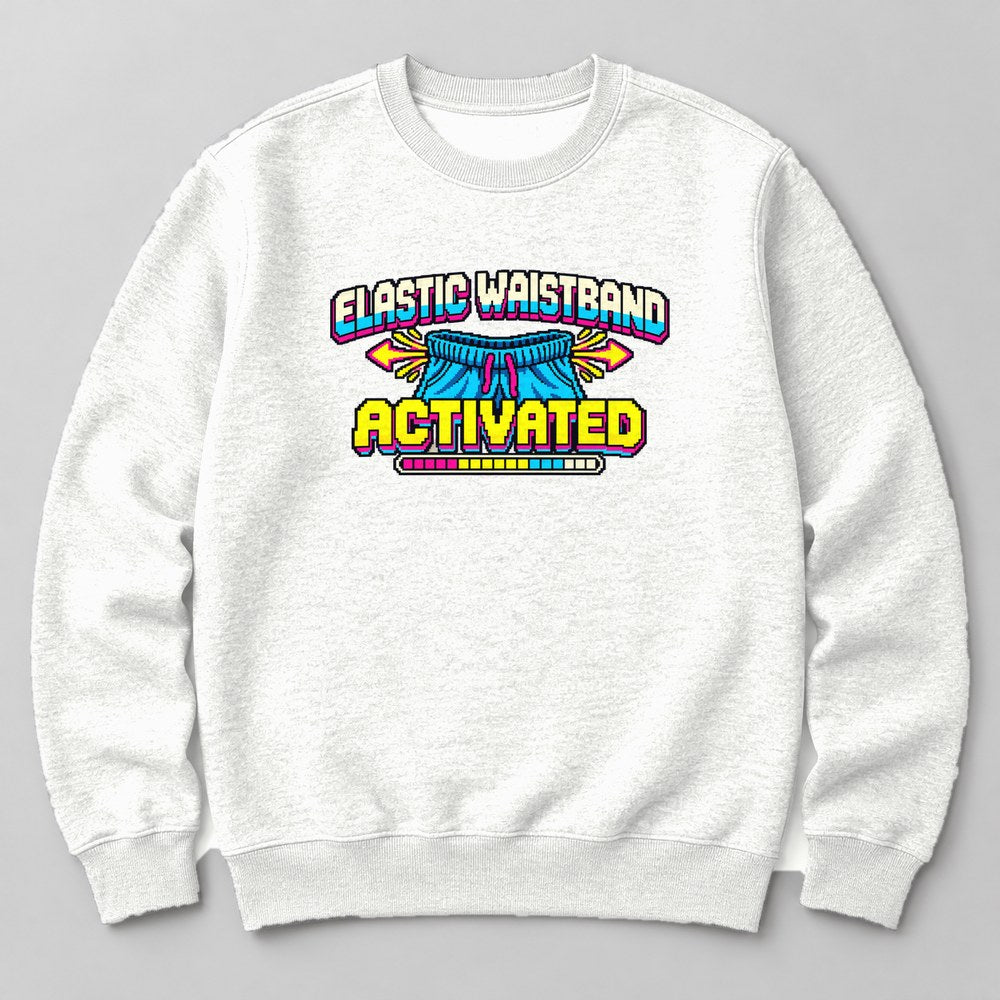 Elastic Waistband Activated Sweatshirt in White
