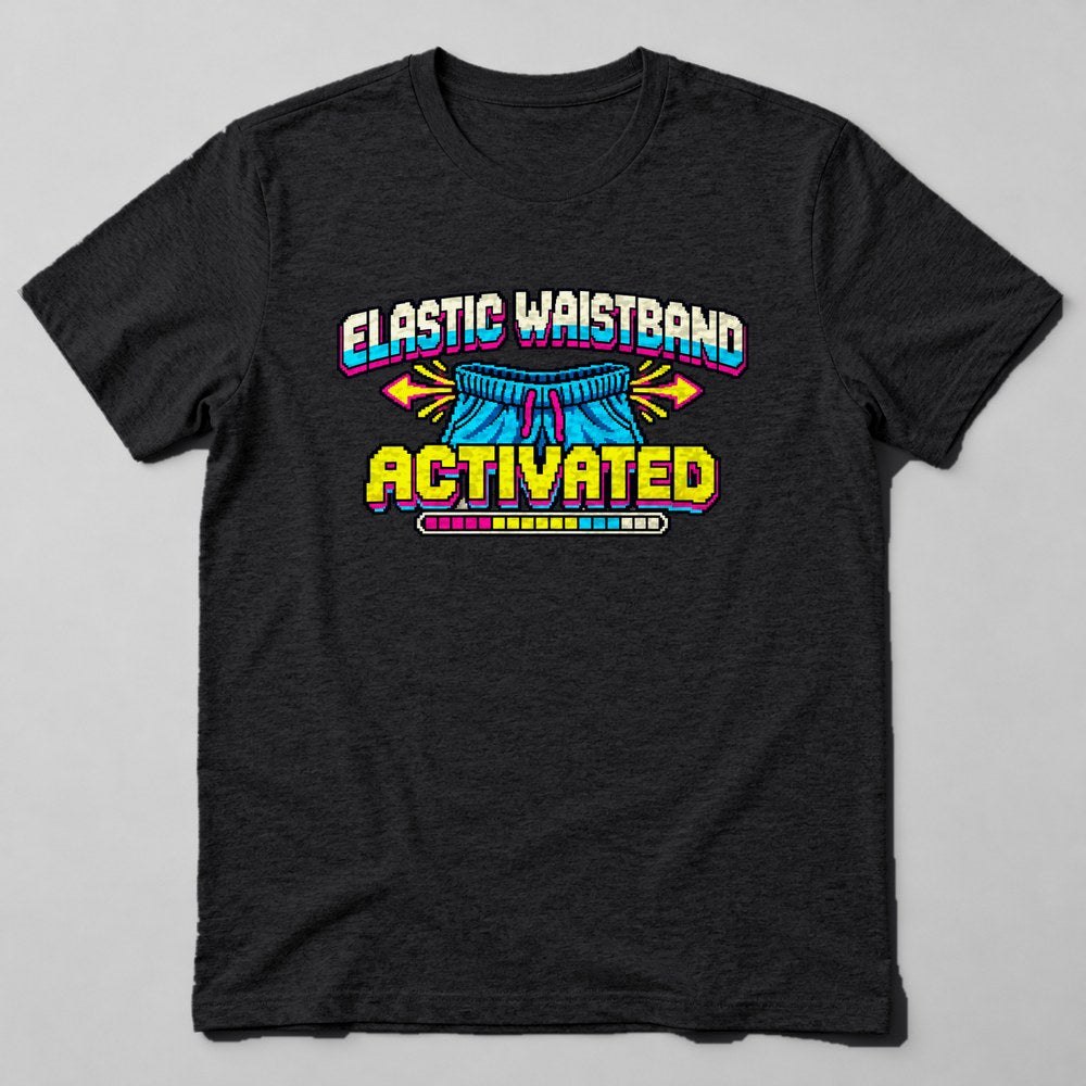 Elastic Waistband Activated T-Shirt in Black