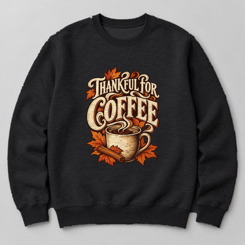 Thankful for Coffee Sweatshirt in Black