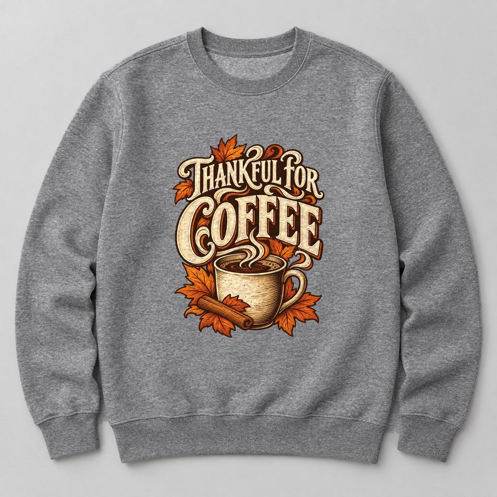 Thankful for Coffee Sweatshirt in Heather Grey