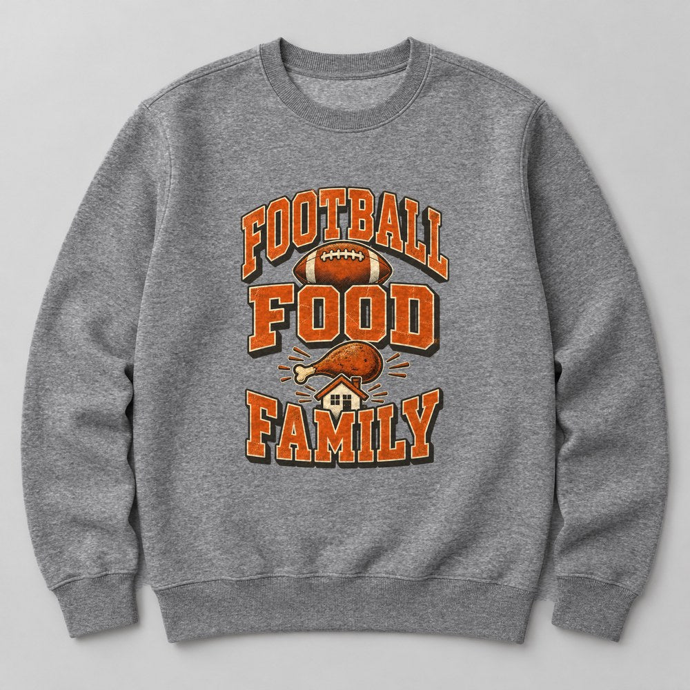 Football Food Family Sweatshirt in Heather Grey