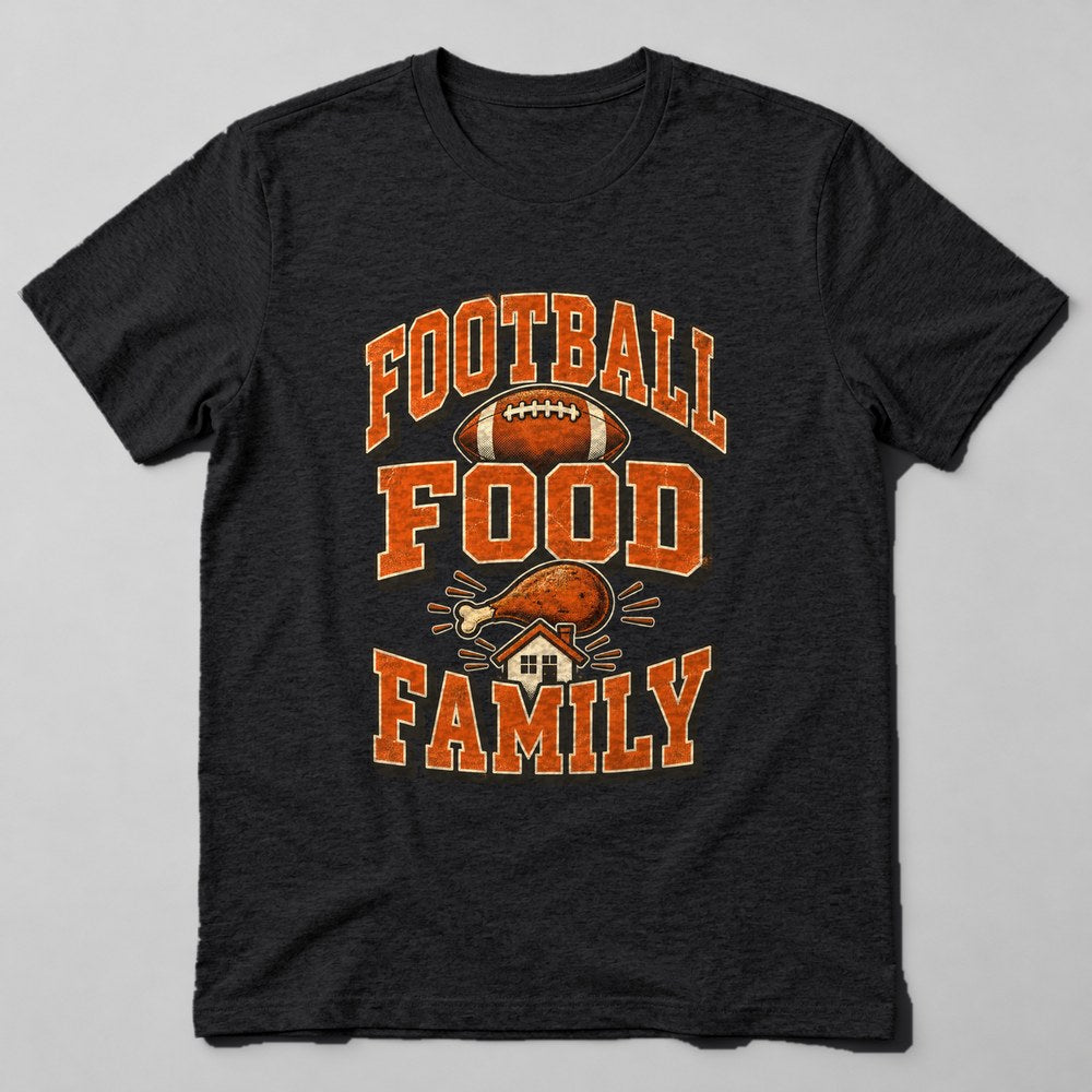 Football Food Family T-Shirt in Black