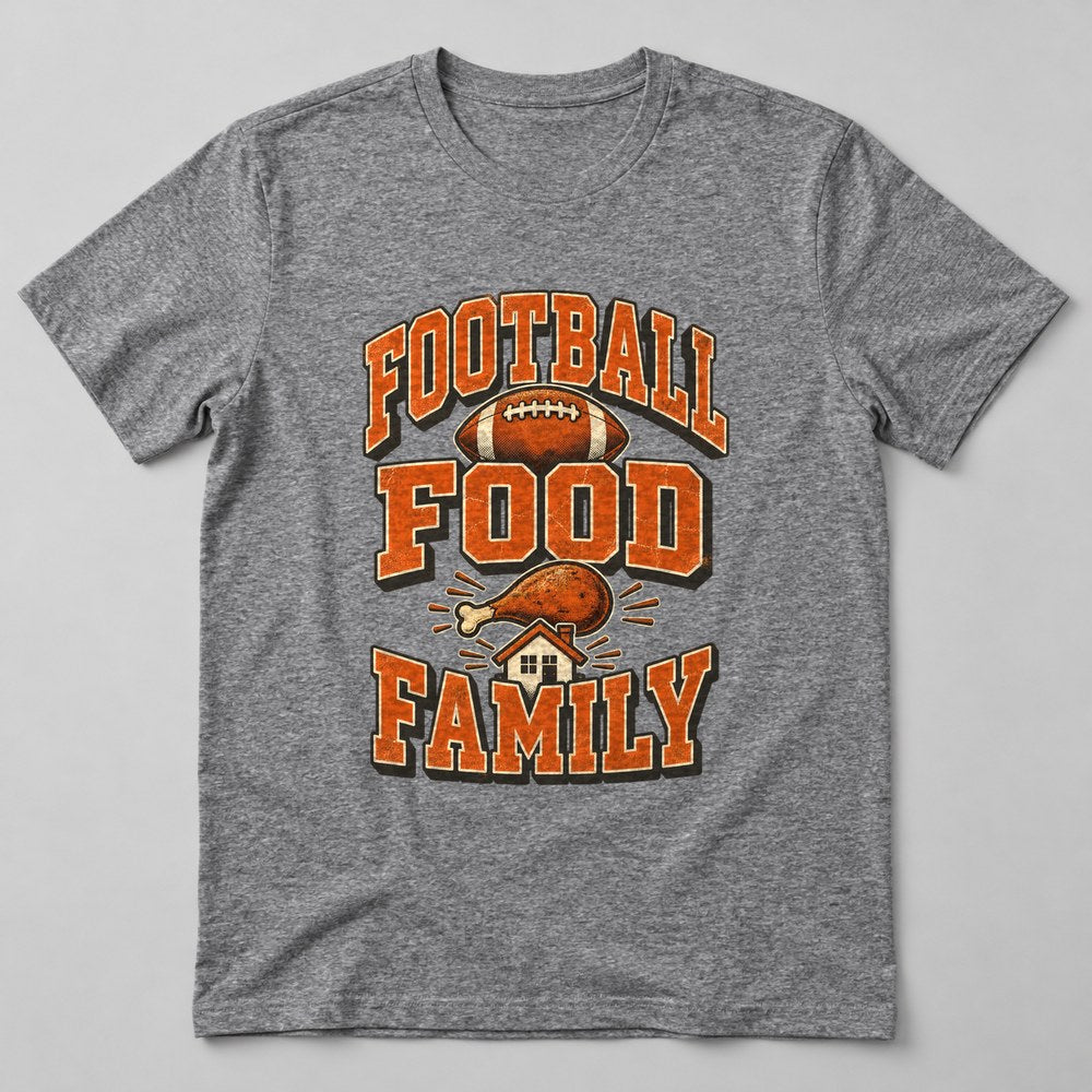 Football Food Family T-Shirt in Heather Grey