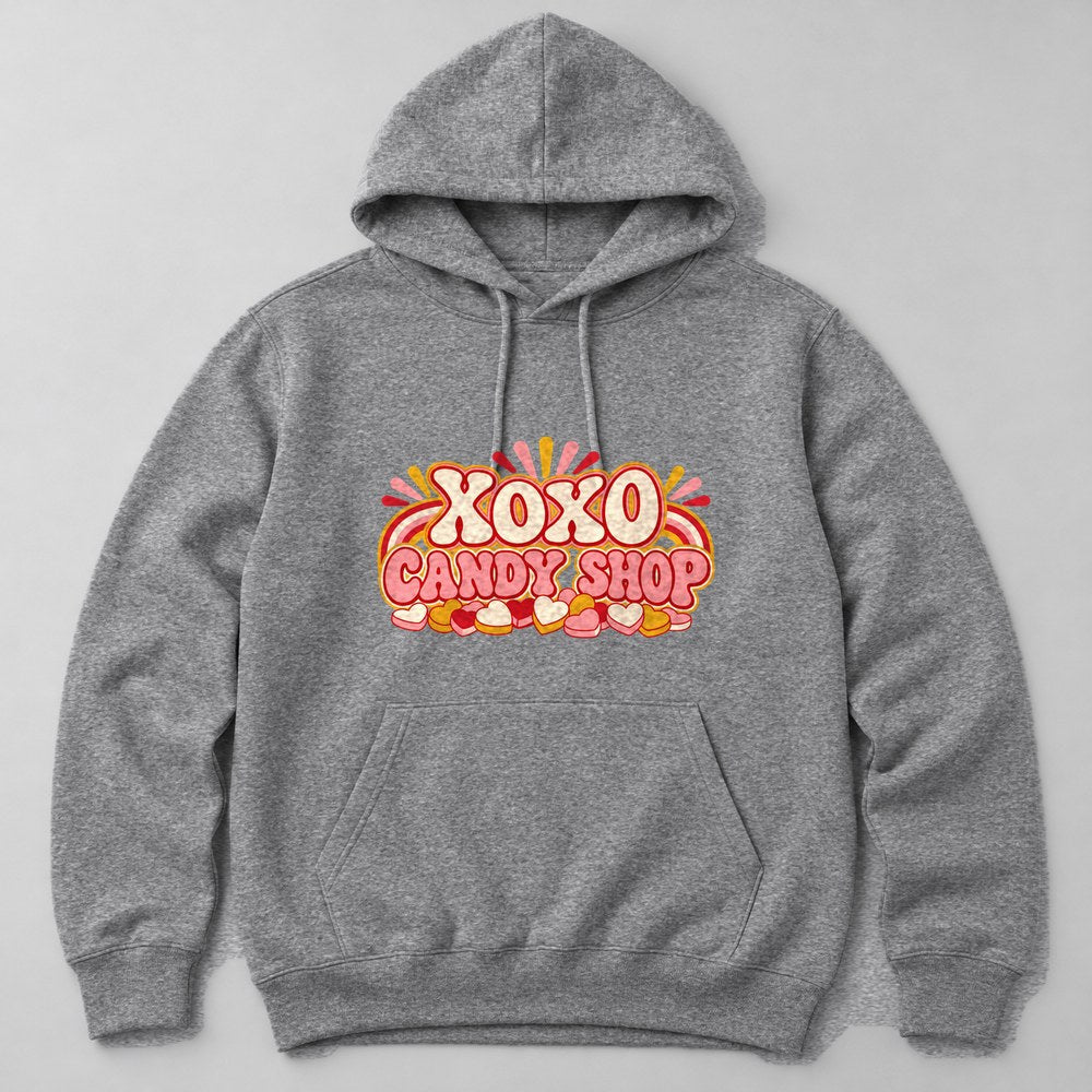 Xoxo Candy Shop Hoodie in Heather Grey