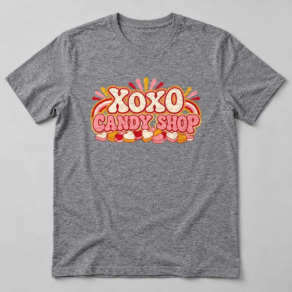 Xoxo Candy Shop T-Shirt in Heather Grey