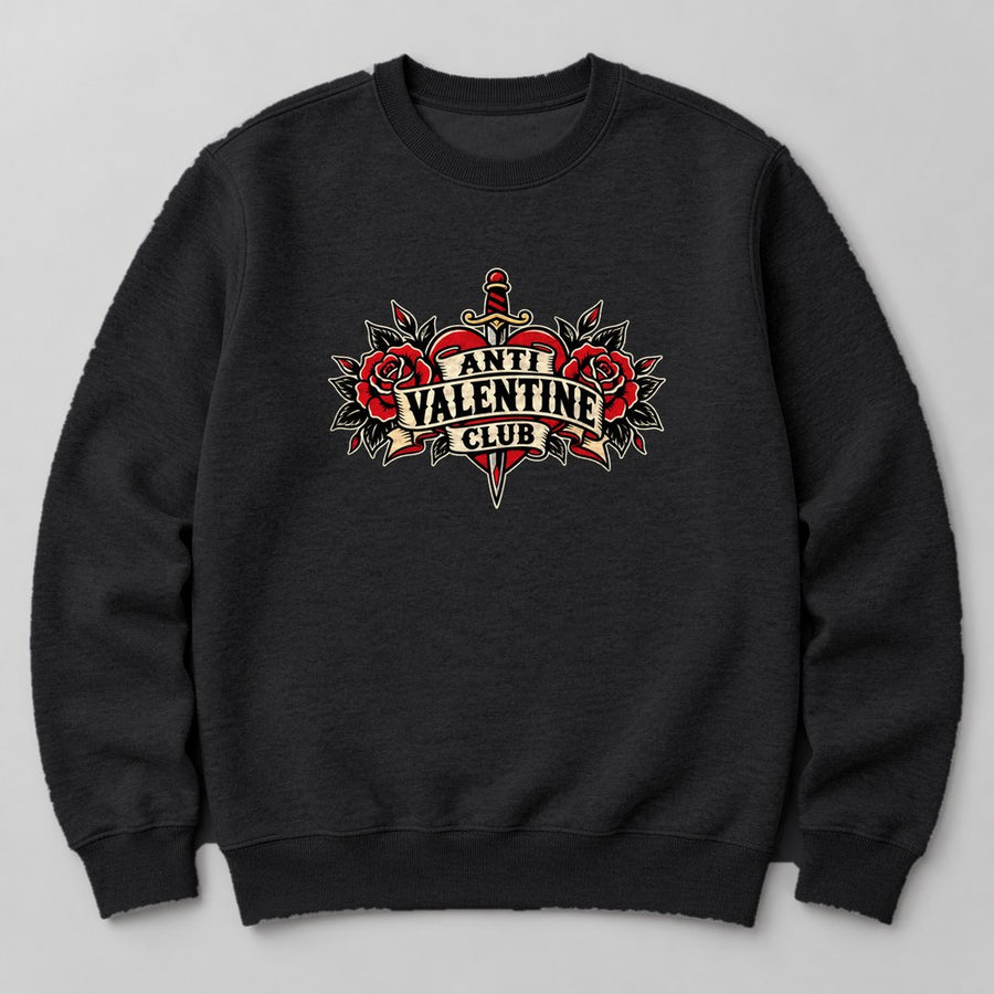 Anti Valentine Club Sweatshirt in Black