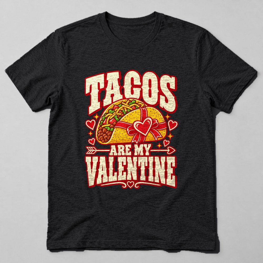 Tacos Are my Valentine T-Shirt in Black