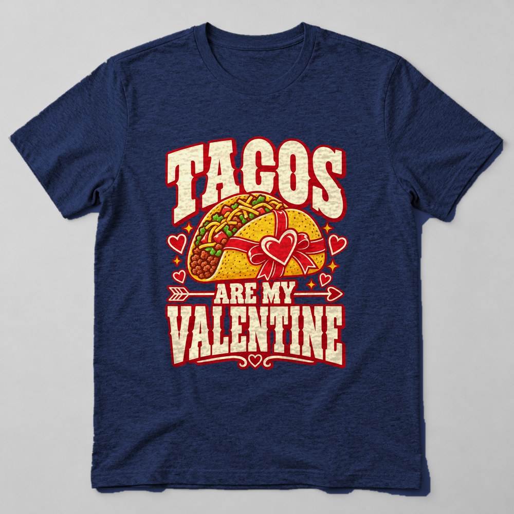 Tacos Are my Valentine T-Shirt in Navy