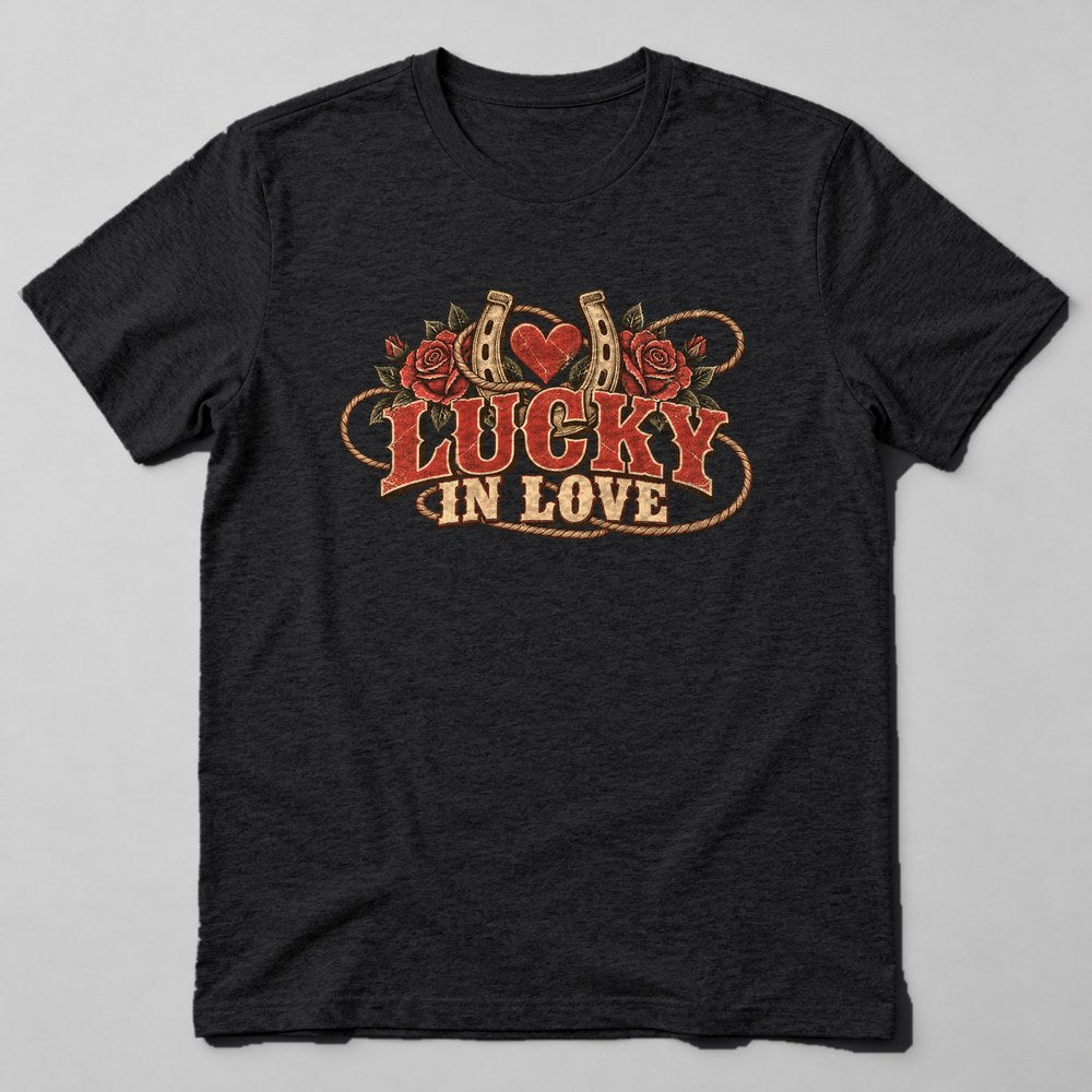 Lucky in Love T-Shirt in Black