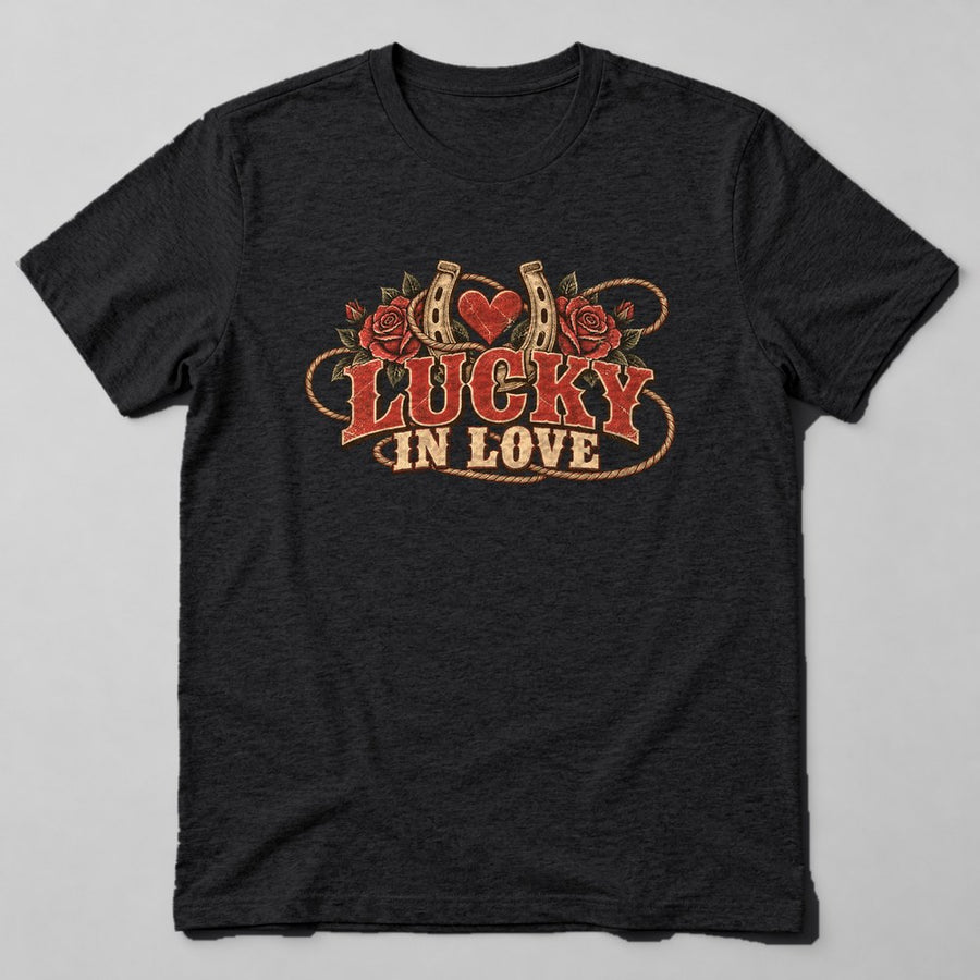 Lucky in Love T-Shirt in Black
