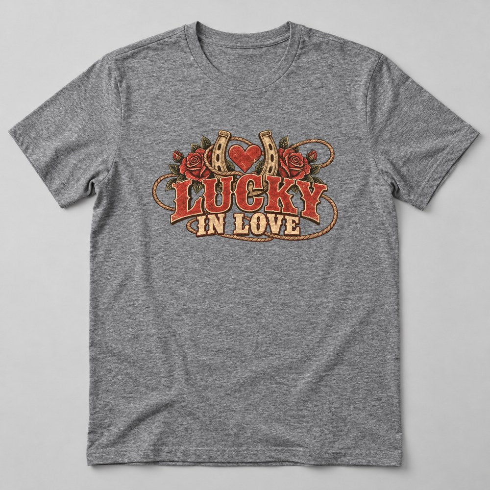 Lucky in Love T-Shirt in Heather Grey