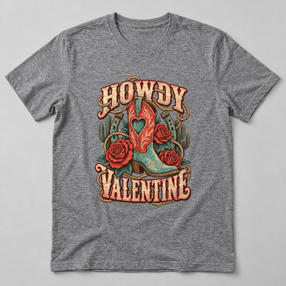 Howdy Valentine T-Shirt in Heather Grey