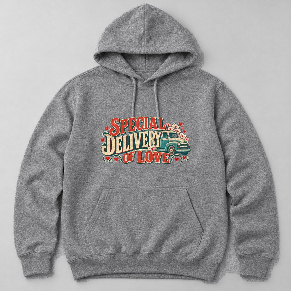 Special Delivery of Love Hoodie in Heather Grey