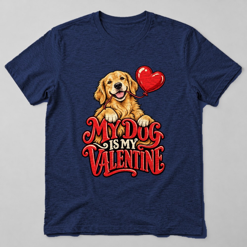 My Dog is my Valentine T-Shirt in Navy
