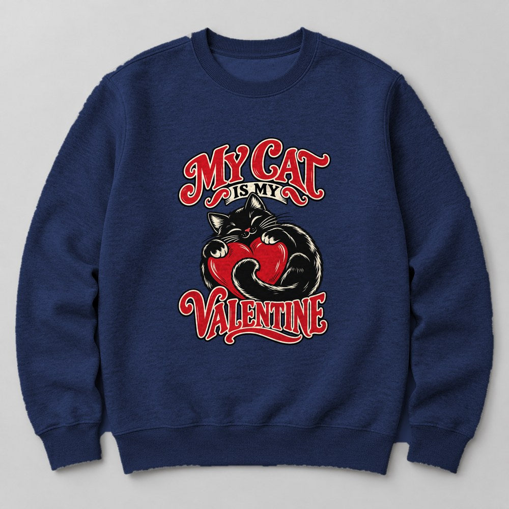 My Cat is my Valentine Sweatshirt in Navy