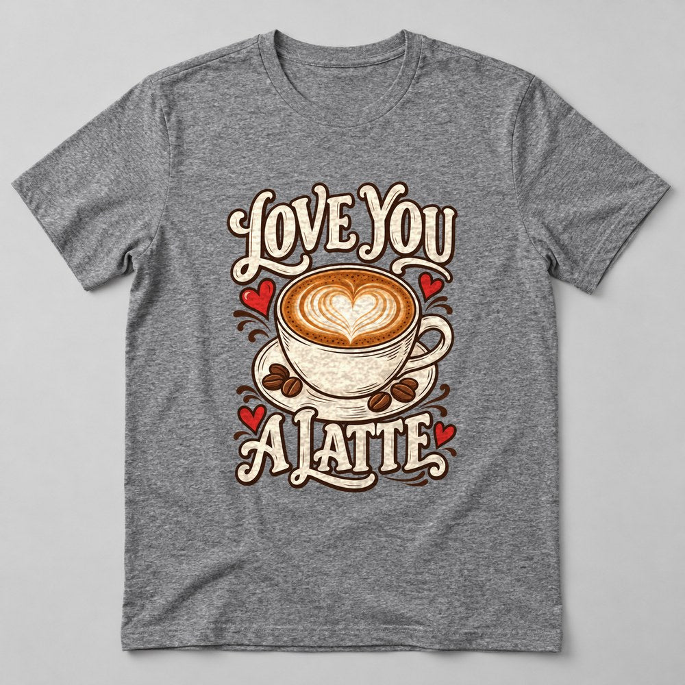 Love You a Latte T-Shirt in Heather Grey