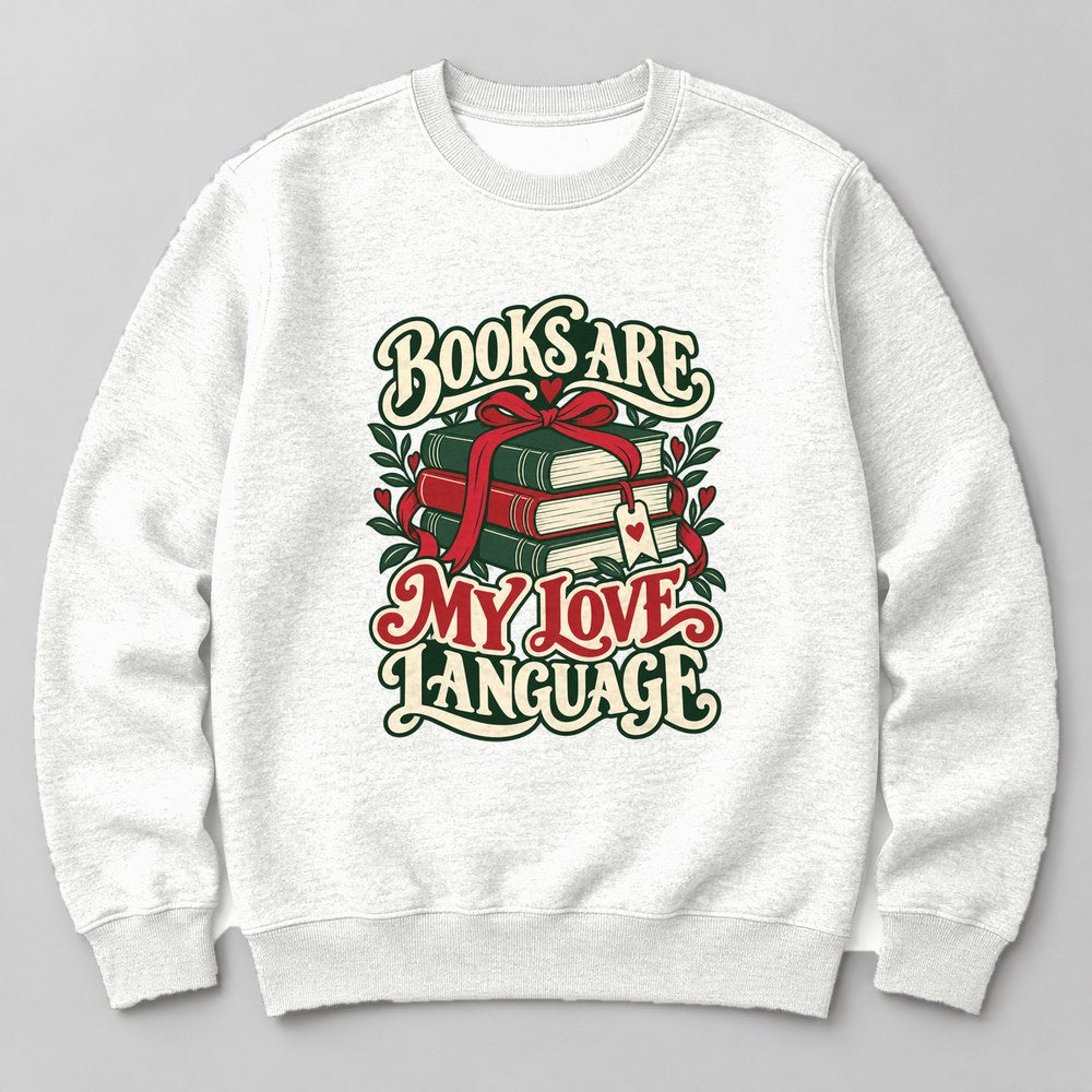 Books Are My Love Language crewneck sweatshirt in White