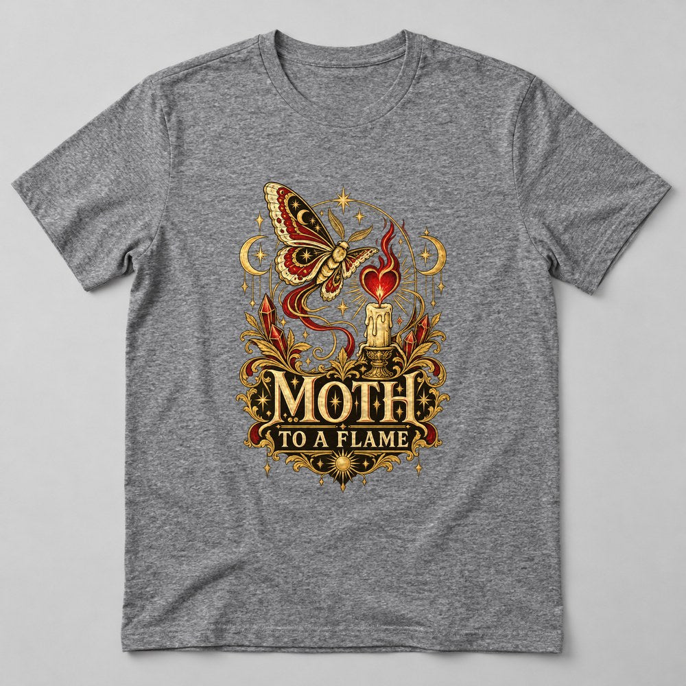 Moth to a Flame T-Shirt in Heather Grey