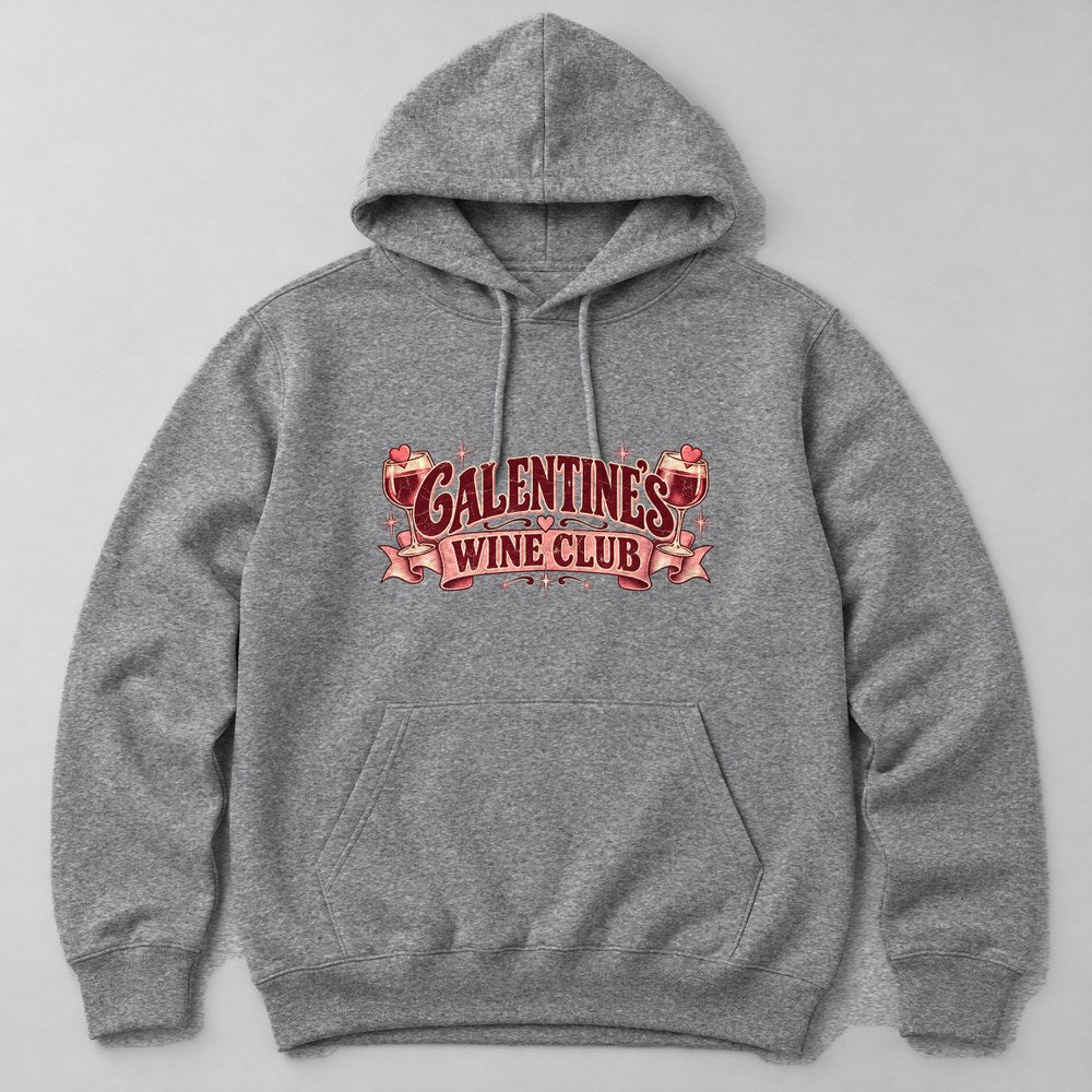 Galentine's Wine Club Hoodie in Heather Grey