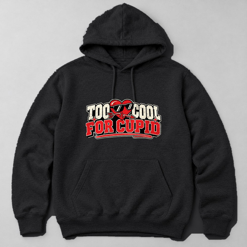 Too Cool for Cupid Hoodie in Black