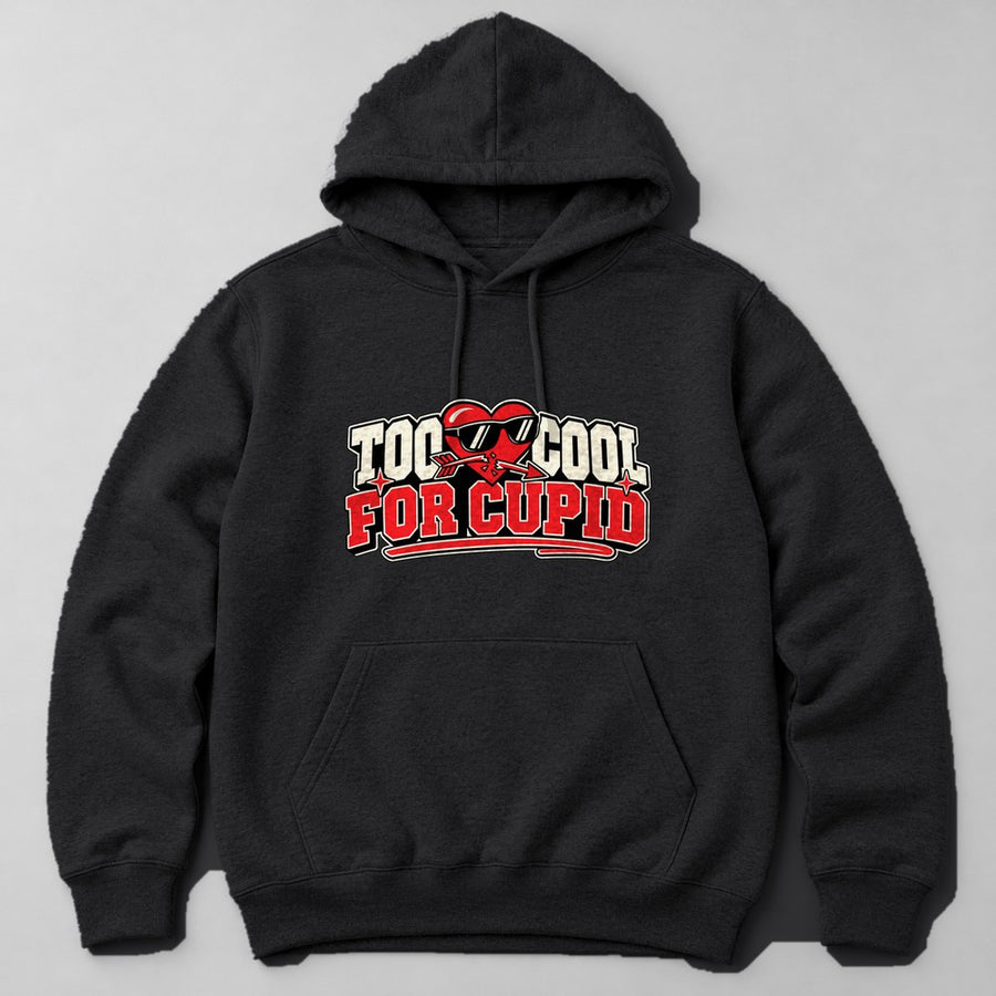 Too Cool for Cupid Hoodie in Black