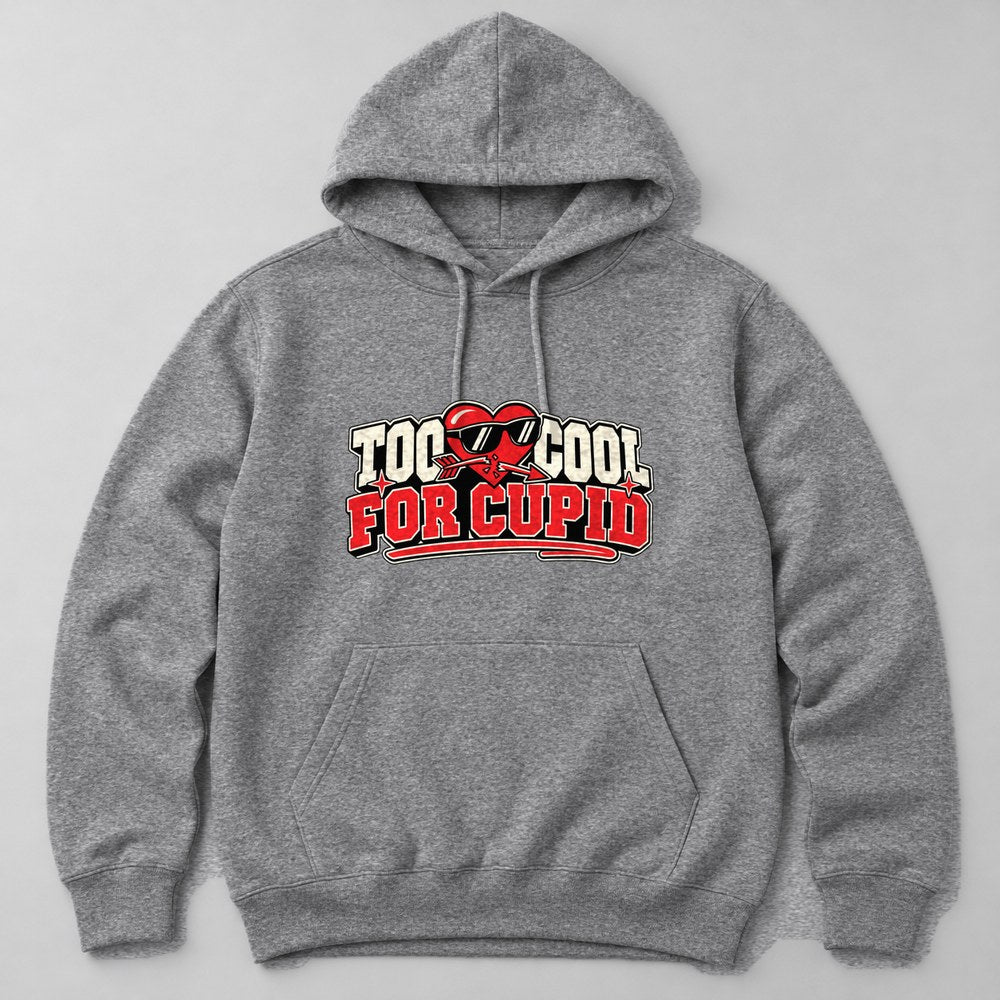 Too Cool for Cupid Hoodie in Heather Grey