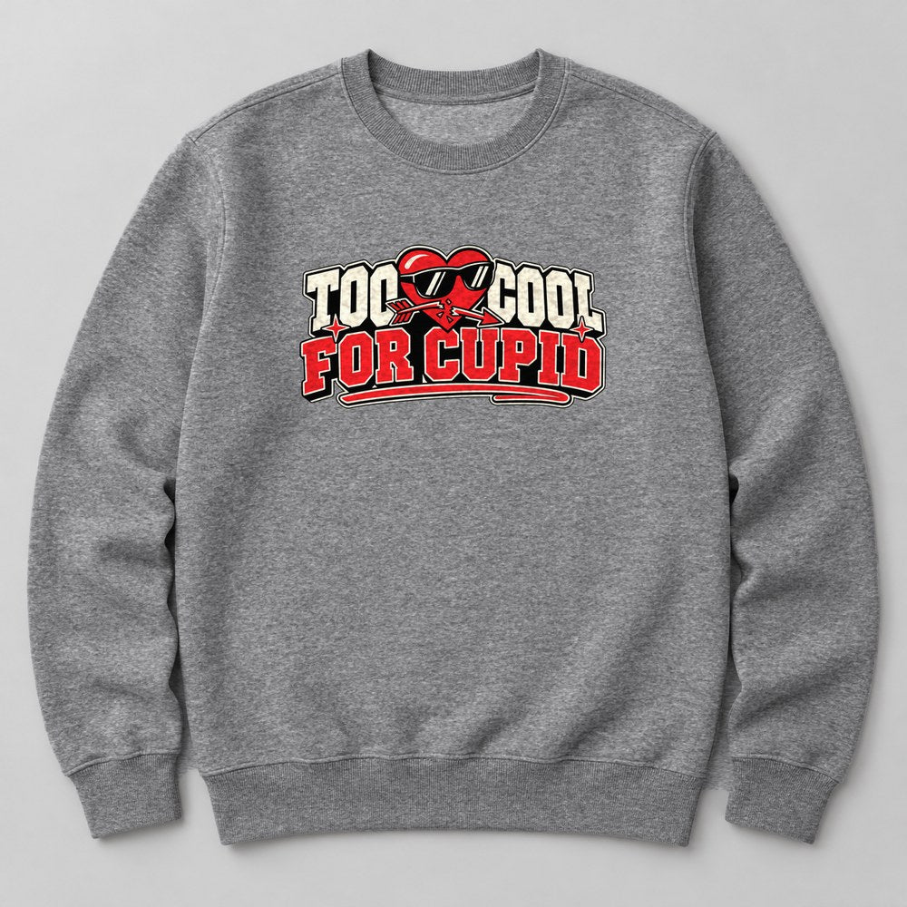 Too Cool for Cupid Sweatshirt in Heather Grey