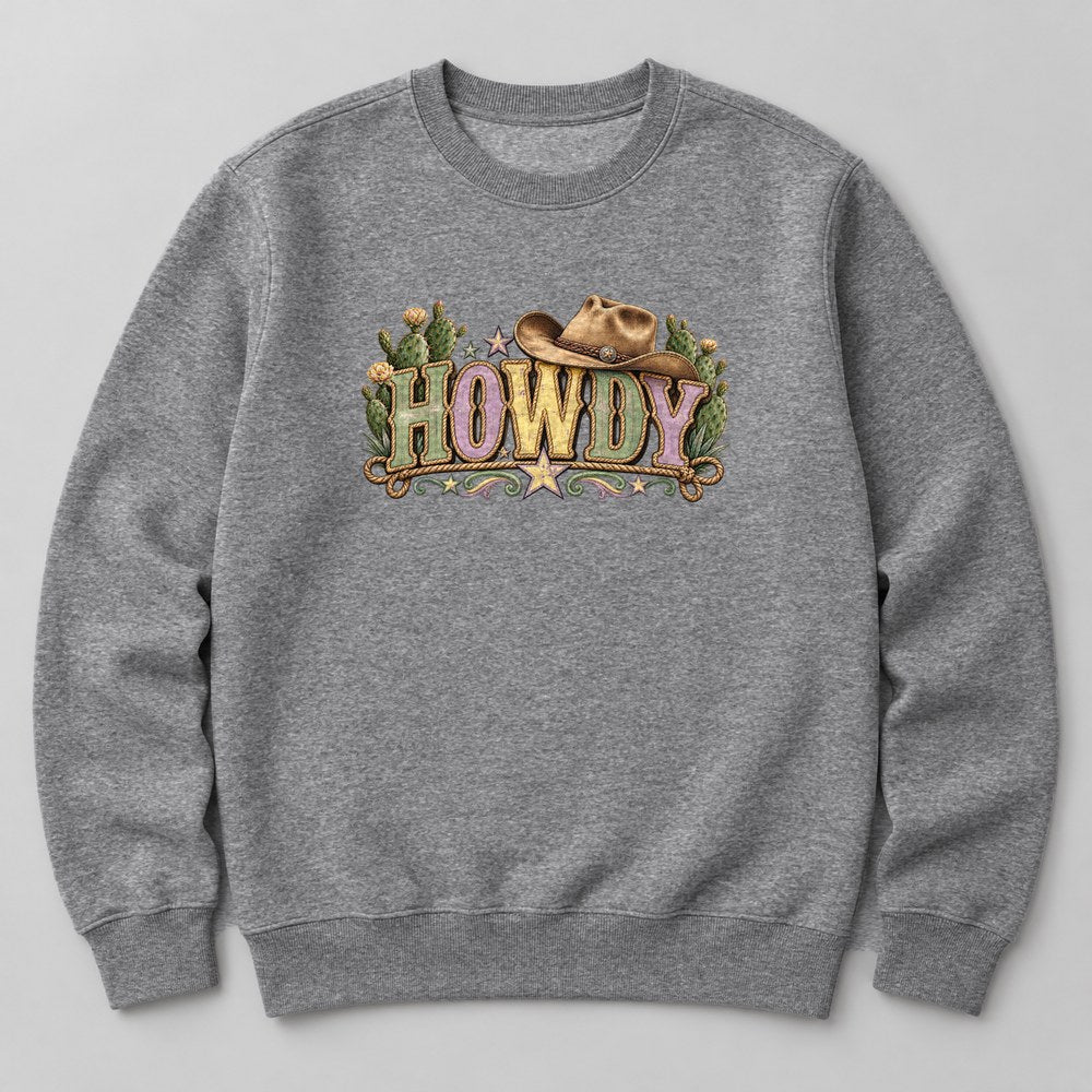 Howdy Sweatshirt in Heather Grey