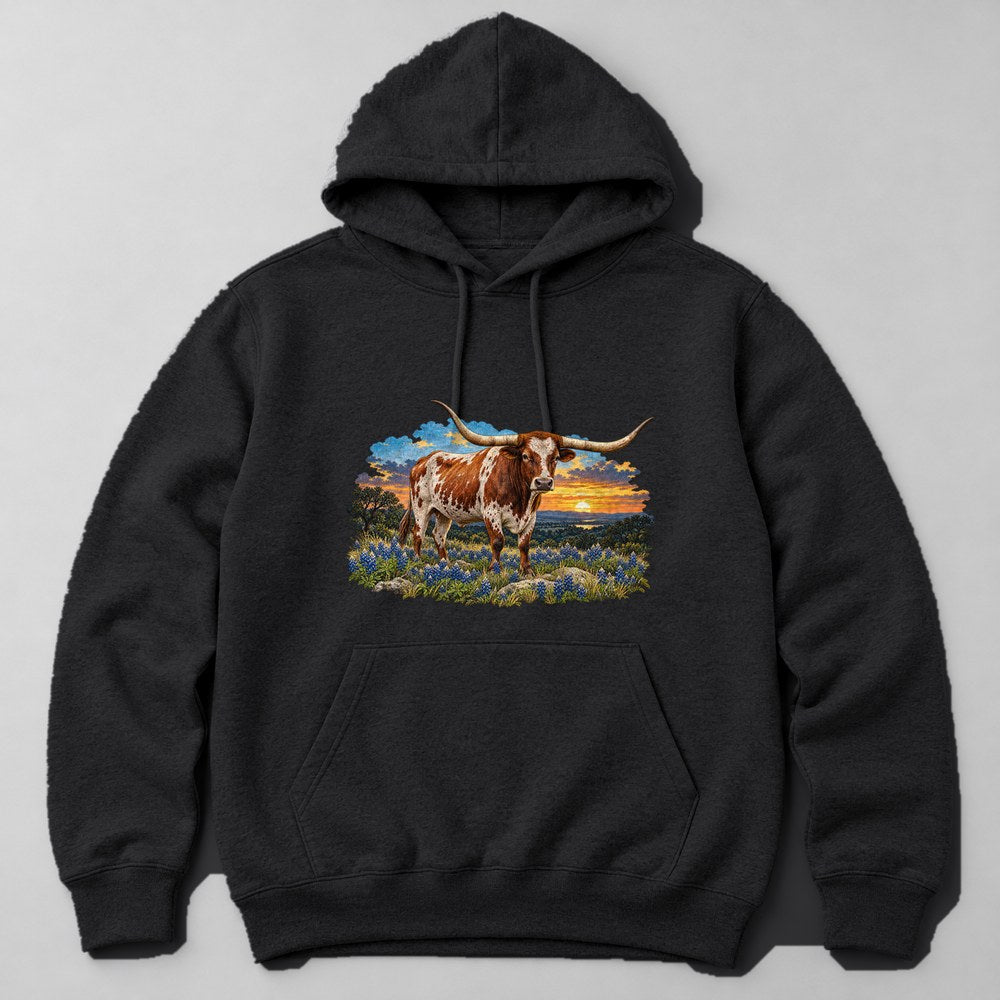 Longhorn Steer Hoodie in Black