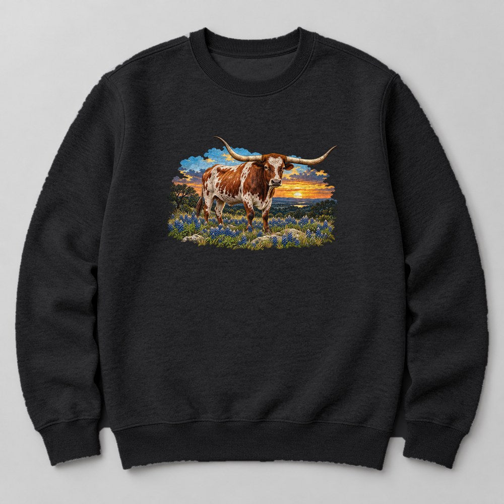 Longhorn Steer Sweatshirt in Black