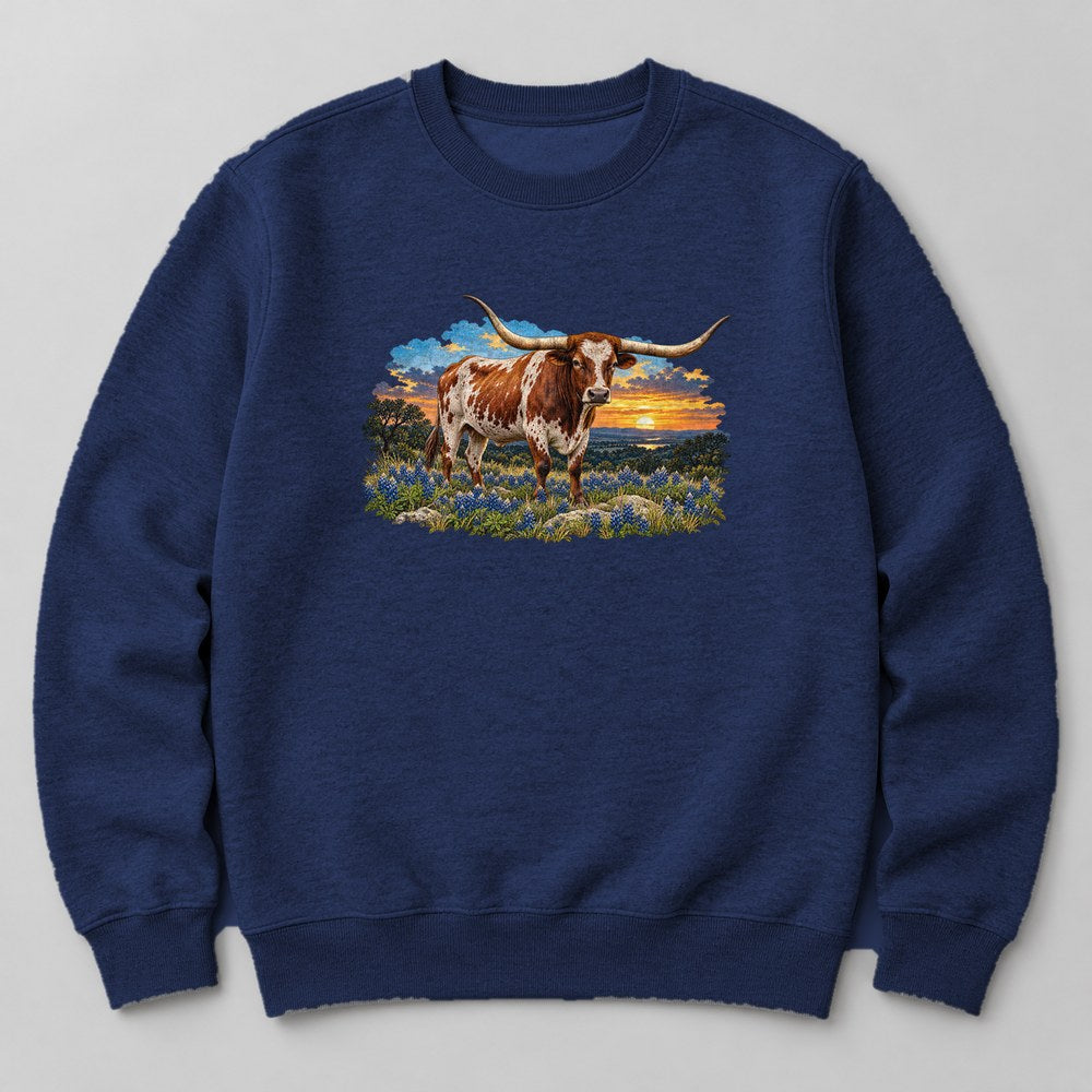 Longhorn Steer Sweatshirt in Navy
