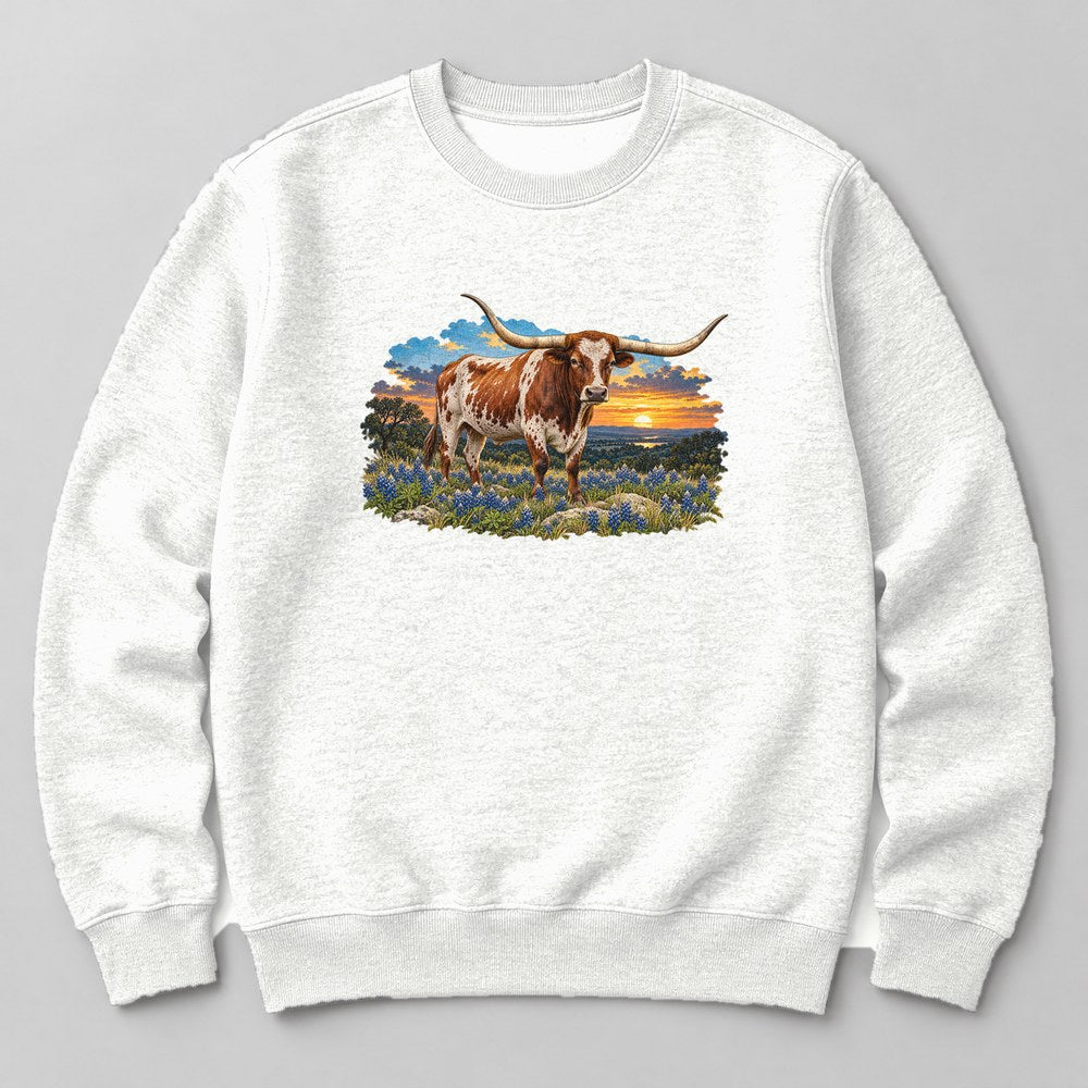 Longhorn Steer Sweatshirt in White
