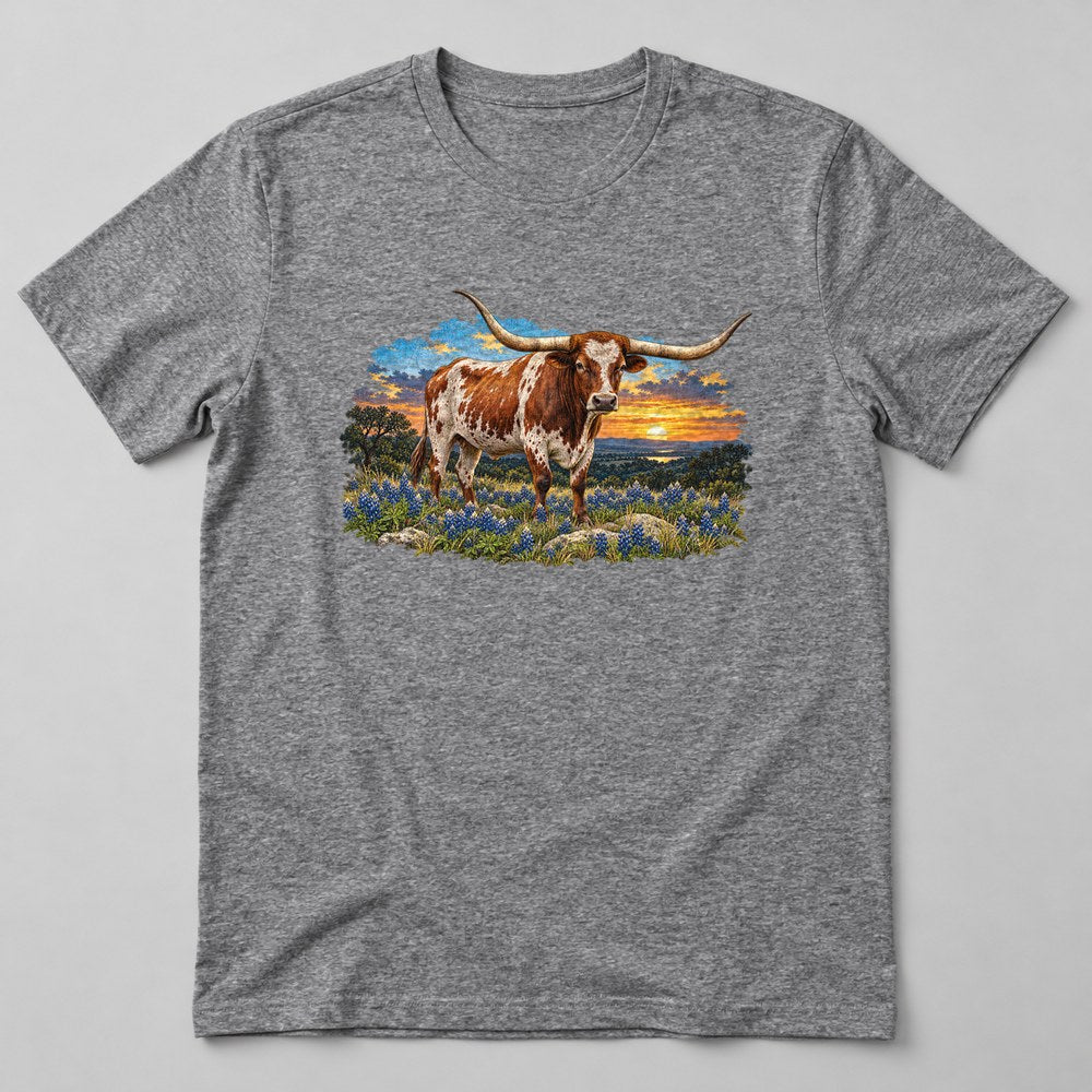 Longhorn Steer T-Shirt in Heather Grey