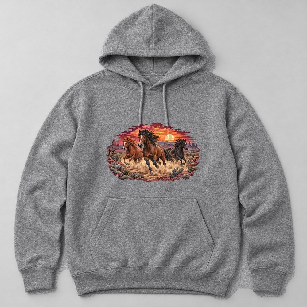 Wild Horses Desert Hoodie in Heather Grey